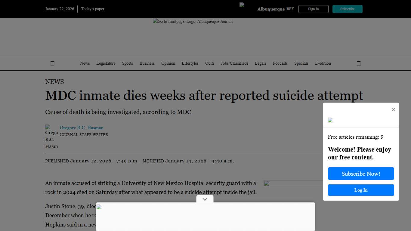 MDC inmate dies weeks after reported suicide attempt